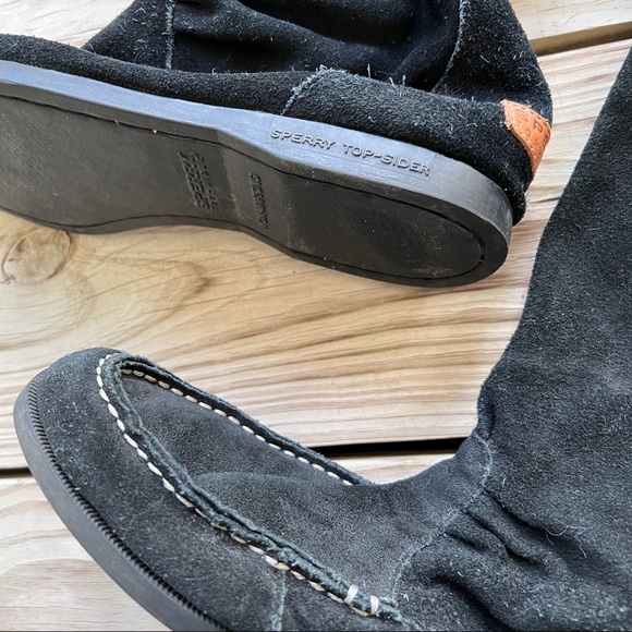 Sperry Longpoint moccasin boots 8 black suede top-sider mocs - Picture 10 of 12
